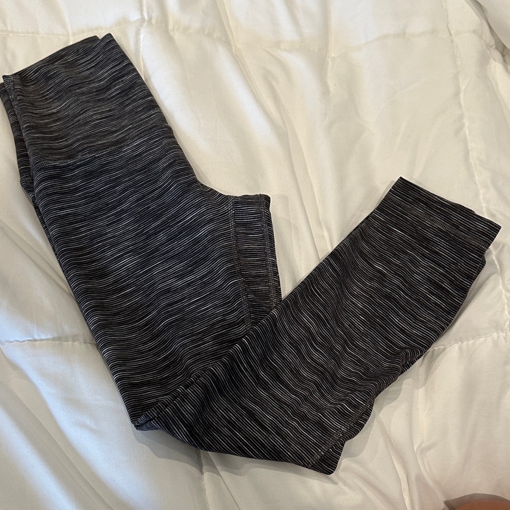 Lululemon Black and Gray Striped Leggings
